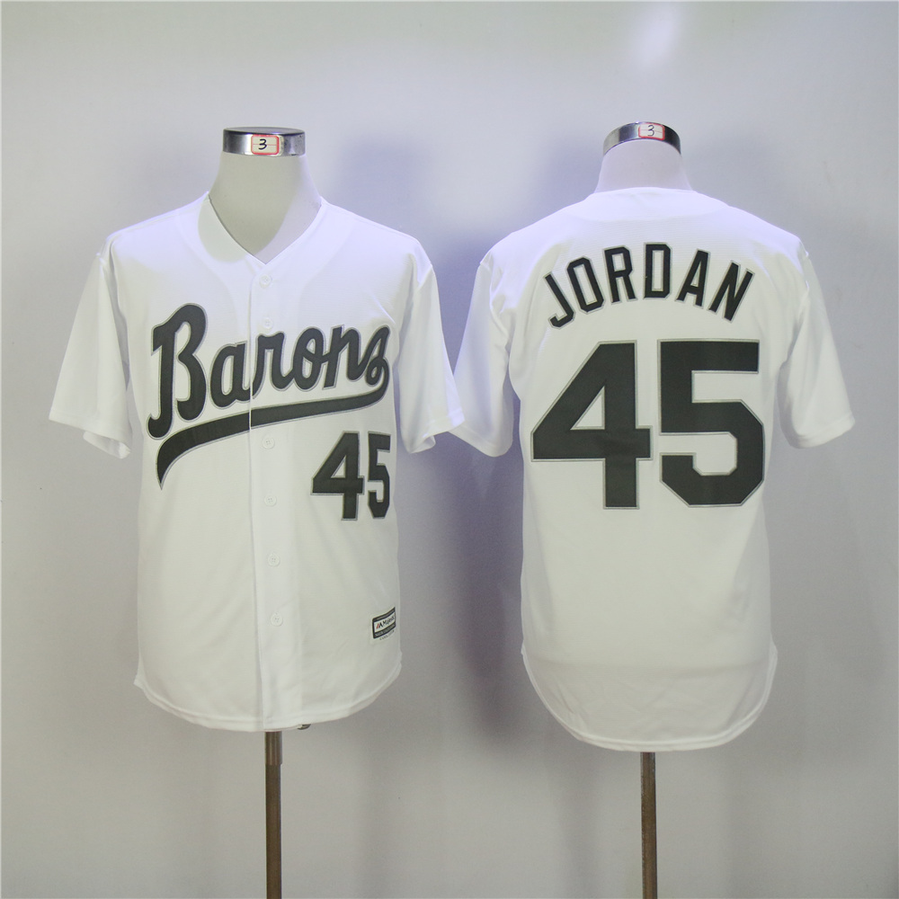 Mens Michael Jordan #45 Birmingham Barons Baseball White Jersey 
