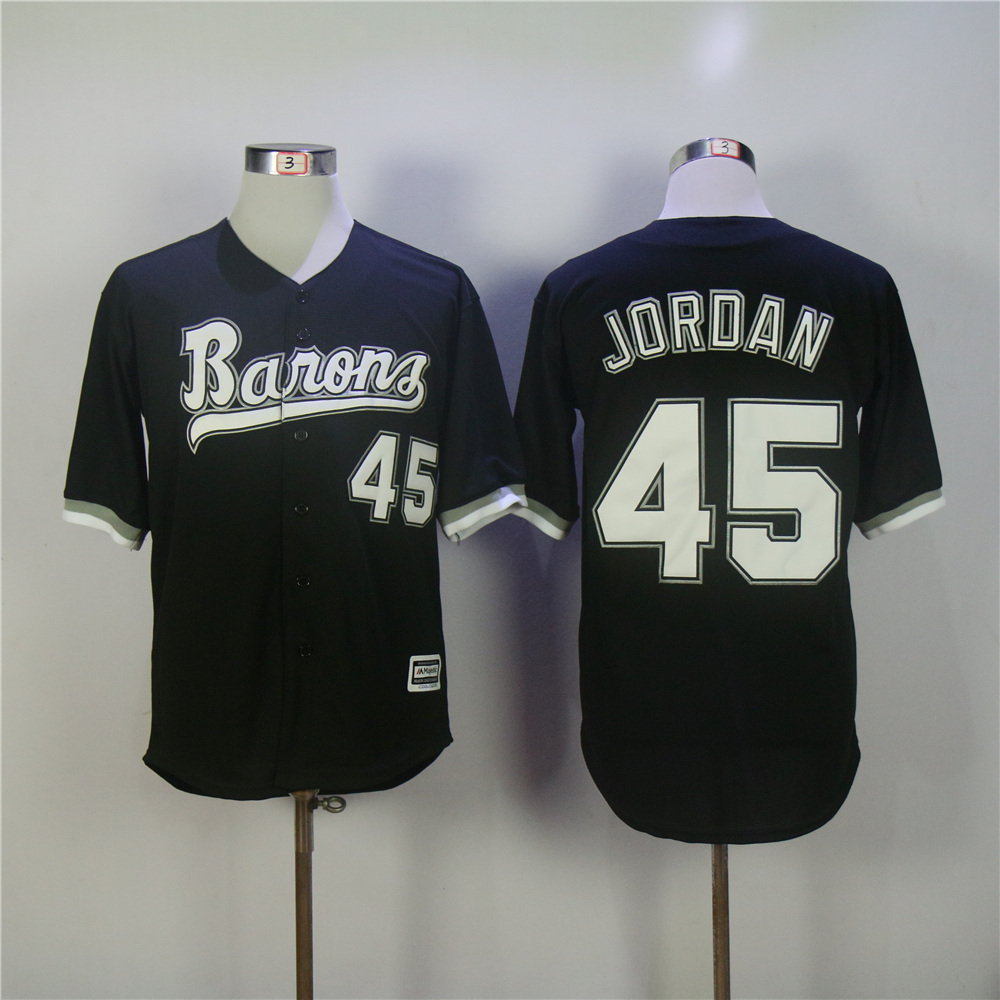 Mens Michael Jordan #45 Birmingham Barons Baseball Black Jersey 