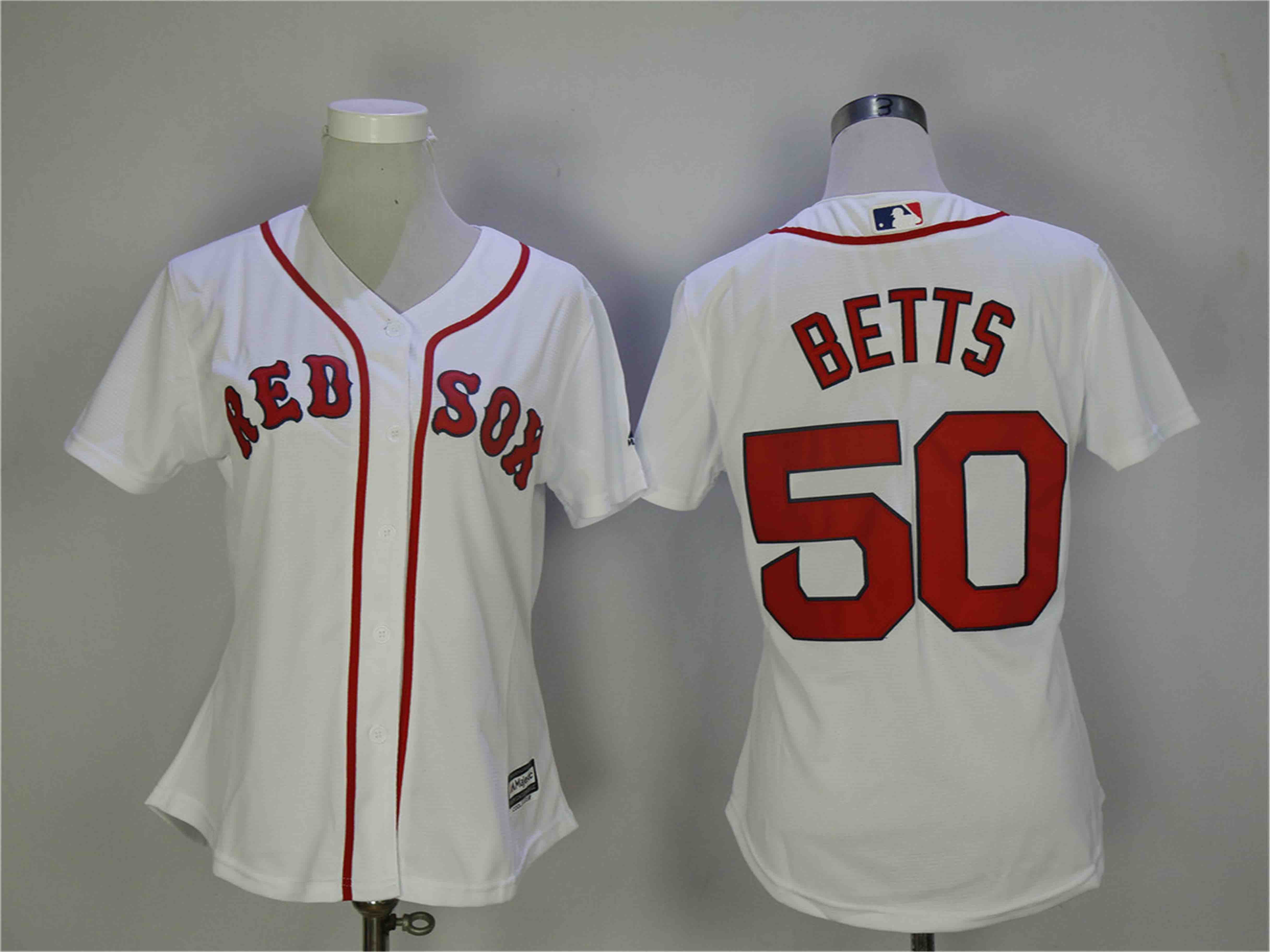 Womens MLB Boston Red Sox #50 Betts White Jersey