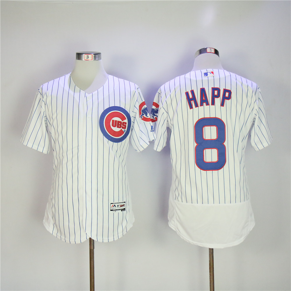 MLB Chicago Cubs #8 Happ White Elite Jersey