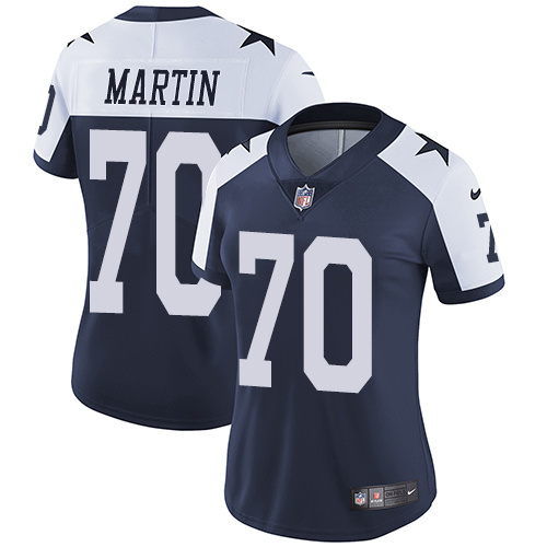 Womens Dallas Cowboys #70 Martin Blue Thanksgiving Jersey