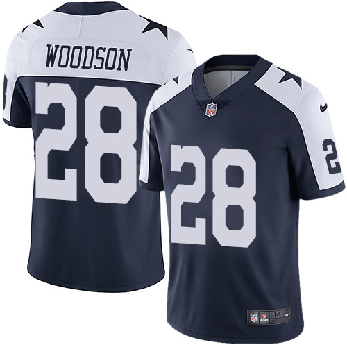 Mens Dallas Cowboys #28 Woodson Blue Thanksgiving Elite Jersey