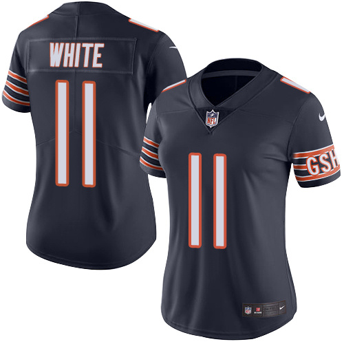 Womens Chicago Bears #11 White Blue Jersey