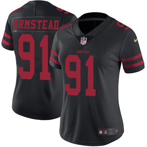 Womens San Francisco 49ers #91 Asmstead Black Jersey