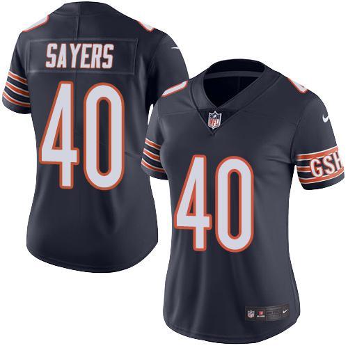 Womens Chicago Bears #40 Sayers Blue Jersey