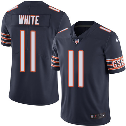 Mens Chicago Bears #11 White Blue Vapor Limited Jersey