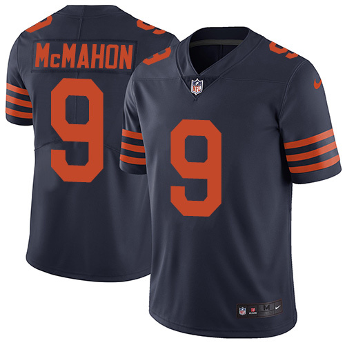 Mens Chicago Bears #9 McMAHON Blue Orange Number Vapor Limited Jersey