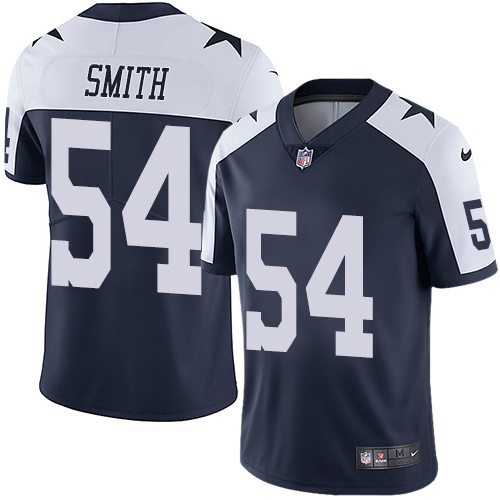 Mens Dallas Cowboys #54 Smith Blue Thanksgiving Elite Jersey