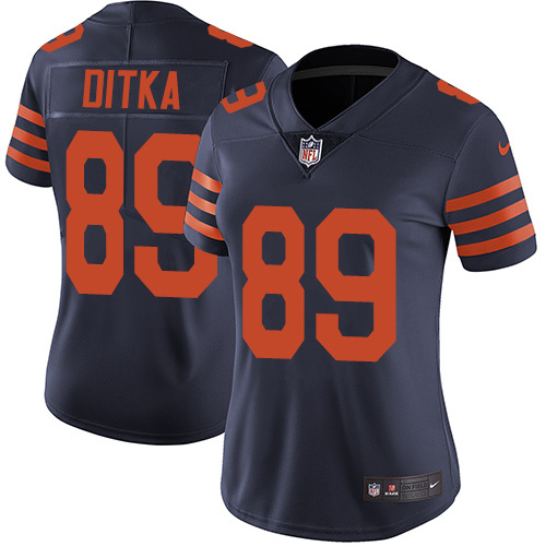 Womens Chicago Bears #89 Ditka Blue Orange Number Jersey
