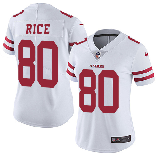 Womens San Francisco 49ers #80 Rice White Jersey