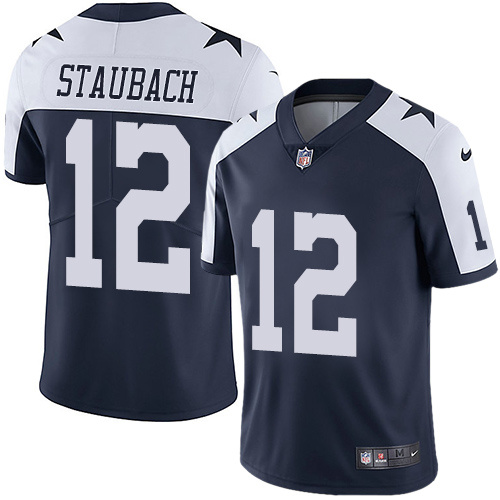 Mens Dallas Cowboys #12 Staubach Blue Thanksgiving Elite Jersey