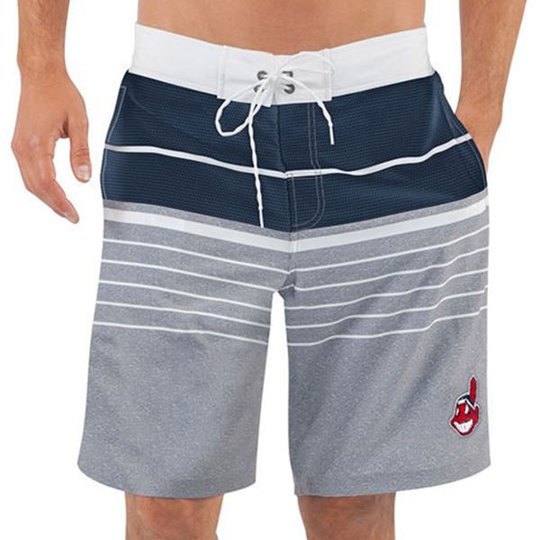 Mens Cleveland Indians G-III Sports by Carl Banks Navy Balance Swim Trunks 