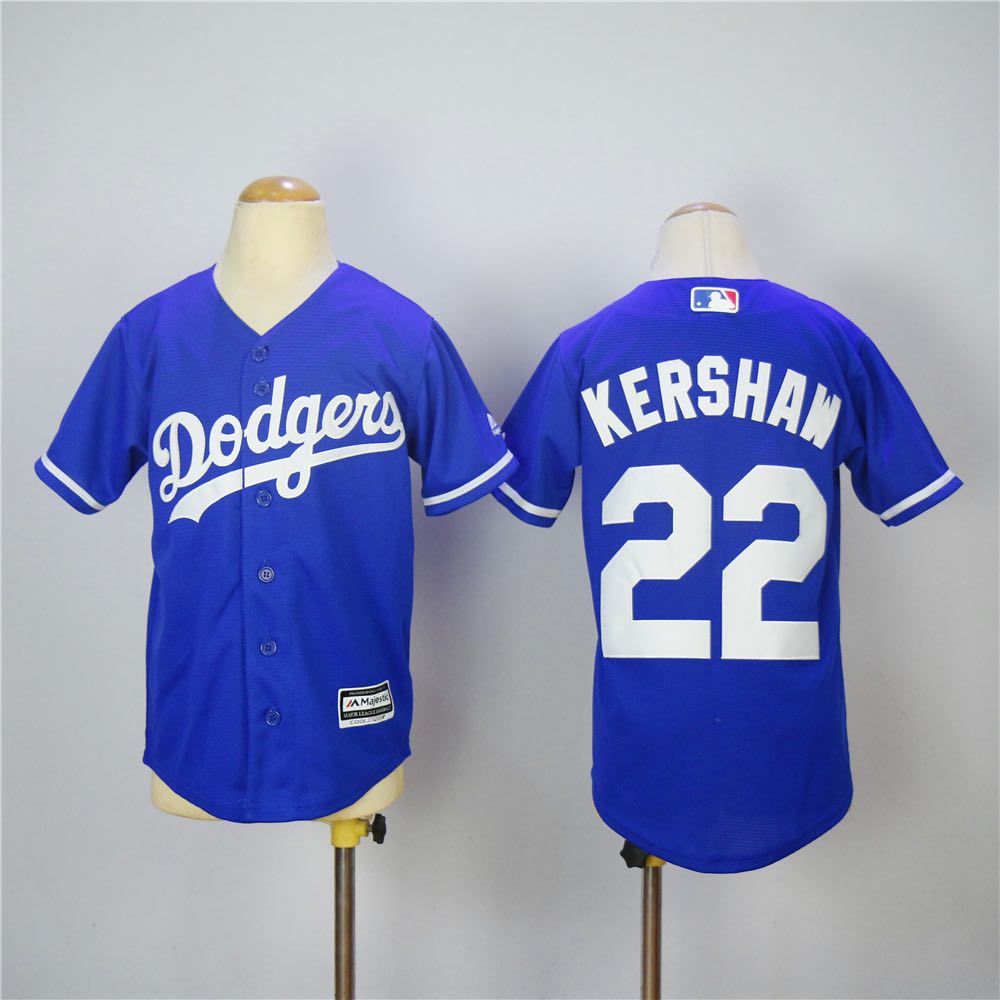 MLB Los Angeles Dodgers #22 Kershaw Blue Kids Jersey