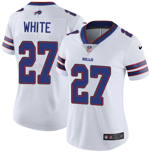 Womens Buffalo Bills #27 White White Jersey