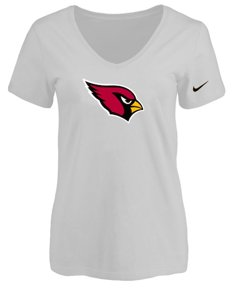 Arizona Cardinals White Womens Logo V-neck T-Shirt