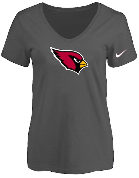 Arizona Cardinals D.Grey Womens Logo V-neck T-Shirt