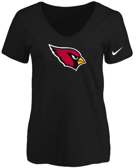 Arizona Cardinals Black Womens Logo V-neck T-Shirt