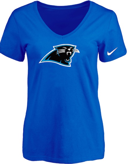 Carolina Panthers Blue Womens Logo V-neck T-Shirt