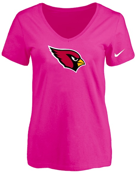 Arizona Cardinals Peach Womens Logo V-neck T-Shirt