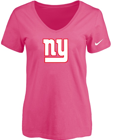 New York Giants Pink Womens Logo V-neck T-Shirt