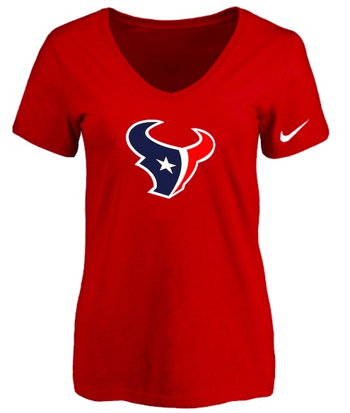 Houston Texans Red Womens Logo V-neck T-Shirt