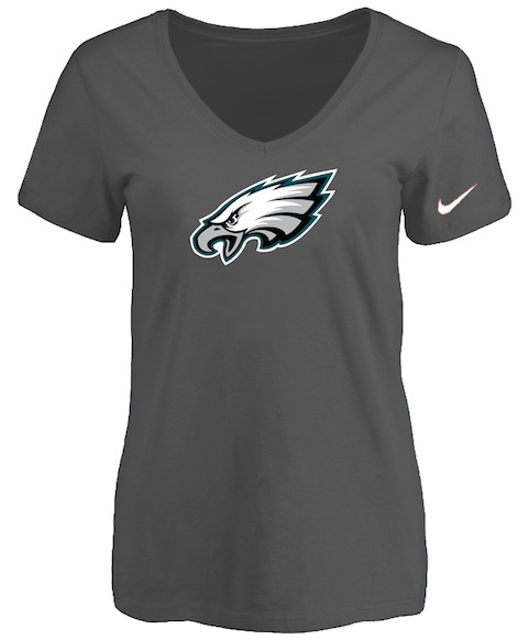 Philadelphia Eagles D.Grey Womens Logo V-neck T-Shirt