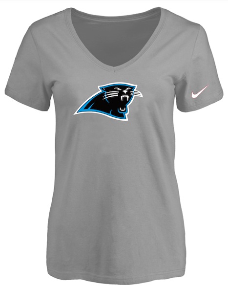 Carolina Panthers L.Grey Womens Logo V-neck T-Shirt