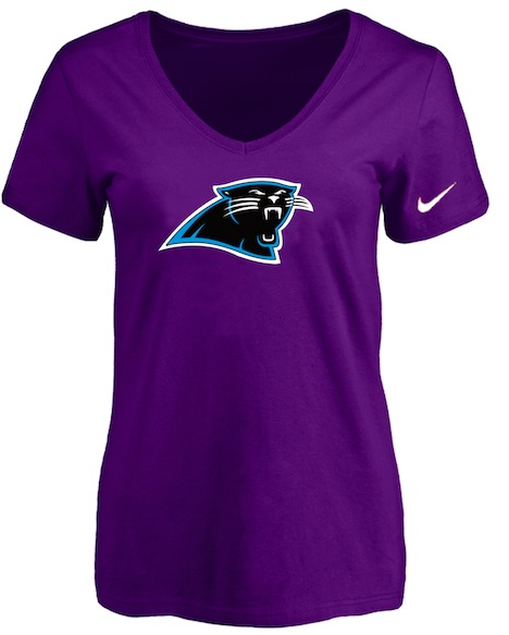 Carolina Panthers Purple Womens Logo V-neck T-Shirt