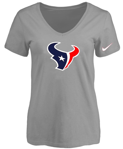 Houston Texans L.Grey Womens Logo V-neck T-Shirt