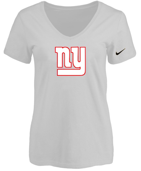 New York Giants White Womens Logo V-neck T-Shirt