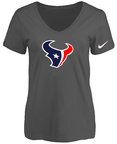 Houston Texans D.Grey Womens Logo V-neck T-Shirt