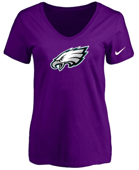 Philadelphia Eagles Purple Womens Logo V-neck T-Shirt