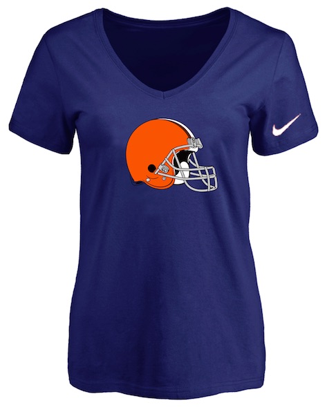 Cleveland Browns D.Blue Womens Logo V-neck T-Shirt
