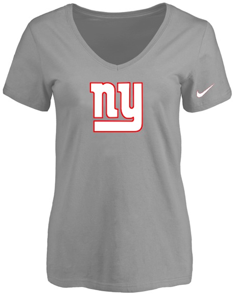 New York Giants L.Grey Womens Logo V-neck T-Shirt
