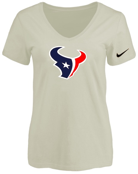 Houston Texans Cream Womens Logo V-neck T-Shirt