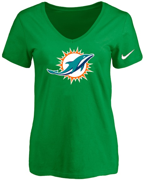 Miami Dolphins D.Green Womens Logo V-neck T-Shirt