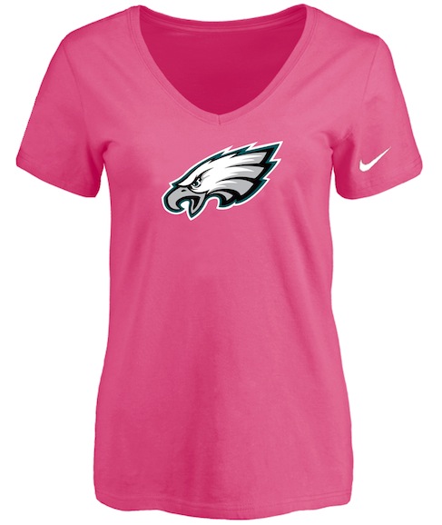 Philadelphia Eagles Pink Womens Logo V-neck T-Shirt