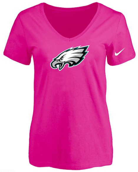 Philadelphia Eagles Peach Womens Logo V-neck T-Shirt