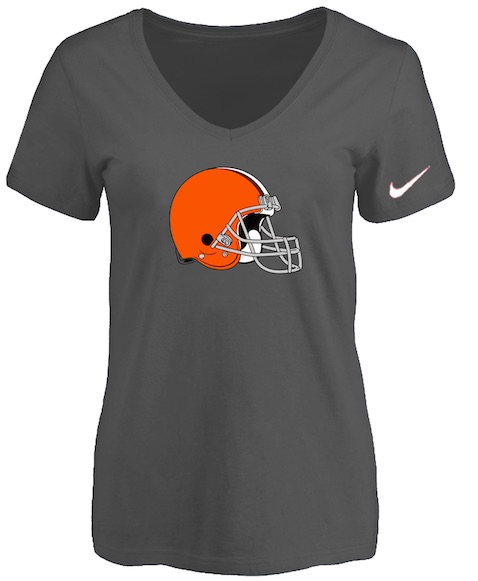 Cleveland Browns D.Grey Womens Logo V-neck T-Shirt