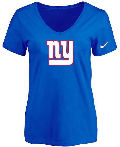 New York Giants Blue Womens Logo V-neck T-Shirt