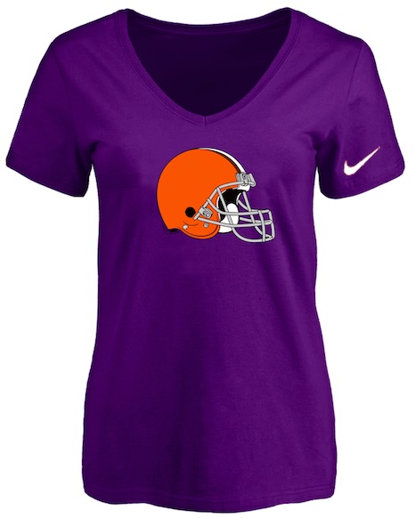Cleveland Browns Purple Womens Logo V-neck T-Shirt