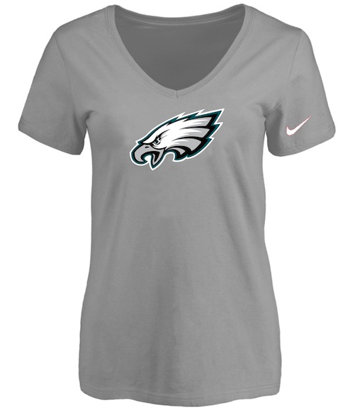 Philadelphia Eagles L.Grey Womens Logo V-neck T-Shirt