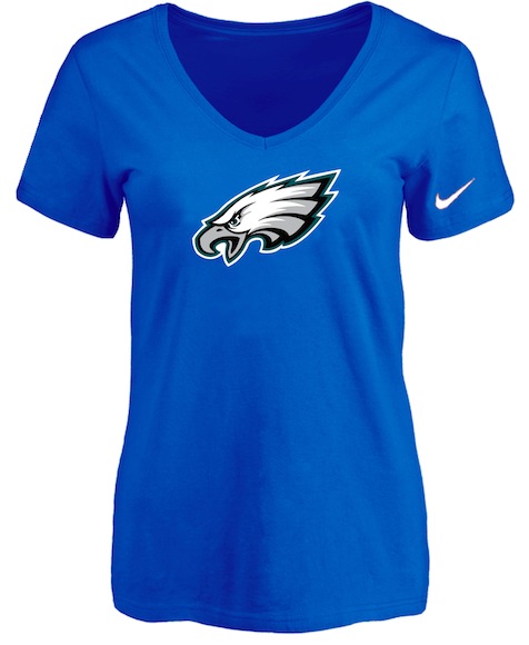 Philadelphia Eagles Blue Womens Logo V-neck T-Shirt