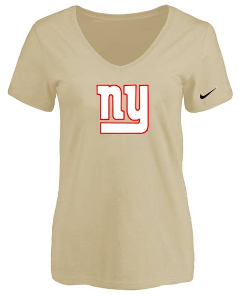 New York Giants Beige Womens Logo V-neck T-Shirt