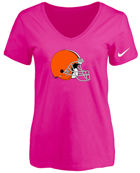 Cleveland Browns Peach Womens Logo V-neck T-Shirt