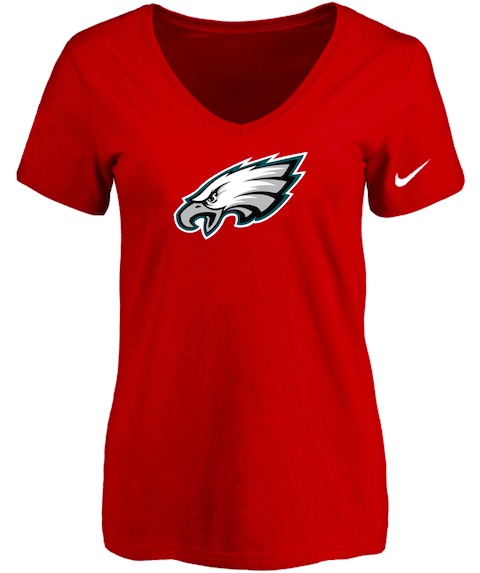 Philadelphia Eagles Red Womens Logo V-neck T-Shirt