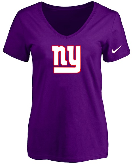 New York Giants Purple Womens Logo V-neck T-Shirt