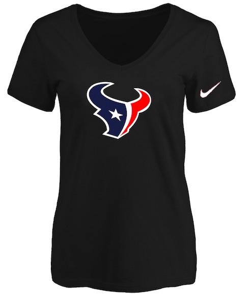 Houston Texans Black Womens Logo V-neck T-Shirt