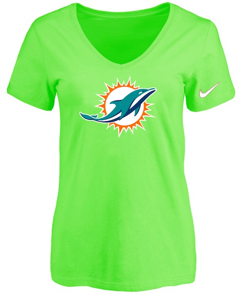 Miami Dolphins L.Green Womens Logo V-neck T-Shirt