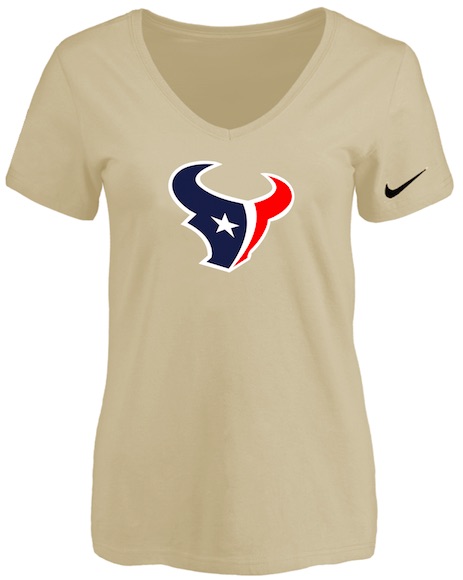 Houston Texans Beige Womens Logo V-neck T-Shirt